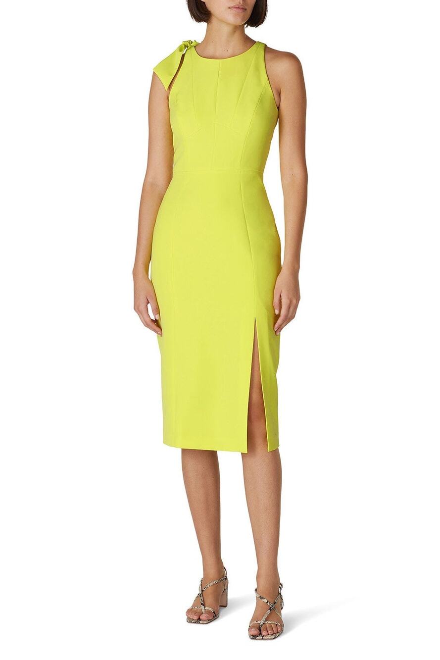 MILLY Neon Yellow Sheath Sleeveless Crewneck Cady Caedyn Mini Dress size 2